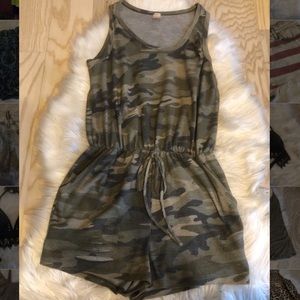 Camo distressed romper